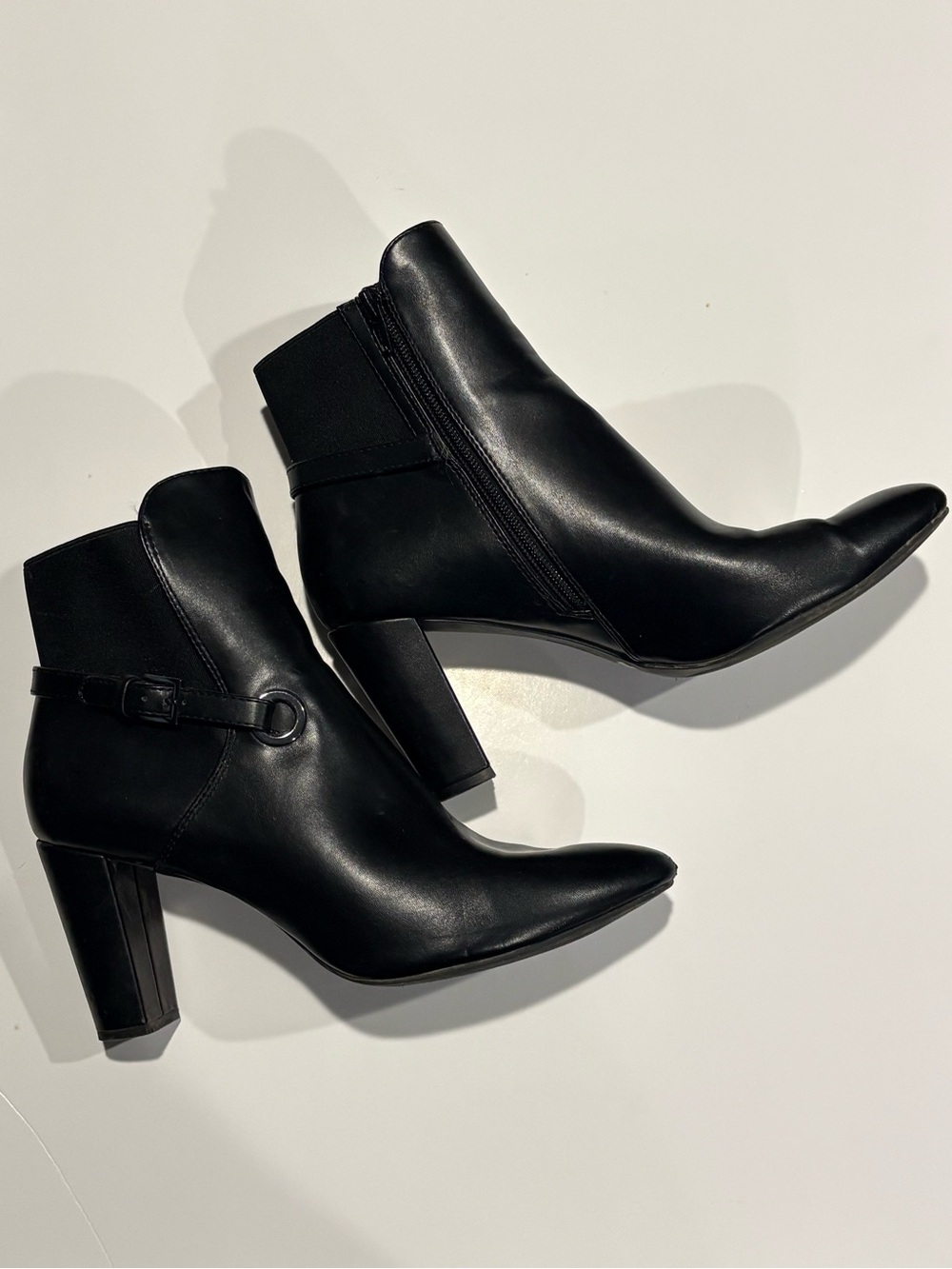 Jones New York Black Pointed Ankle Booties with Buckle